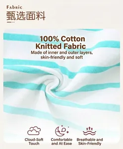 Macro shot of breathable blue and white striped cotton knit fabric for kids dress