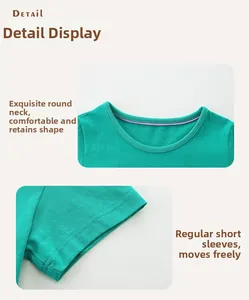 Détail de la robe en coton vert avec col rond de qualité et coutures doubles résistantes