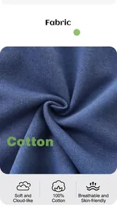 Detail of premium 100% cotton navy fabric with soft touch and breathable texture