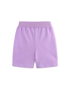 Paarse gebreide katoenen short voor meisjes met elastische ribboord voor de zomerse casual