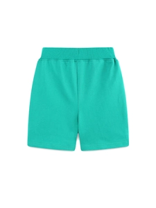 Short de sport décontracté en coton vert turquoise pour filles avec taille élastique côtelée