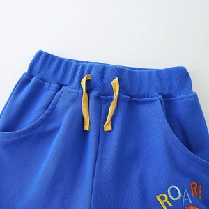 Strickshorts für Jungen in Königsblau mit Gummizug und bunter ROAR-Tierbestickung
