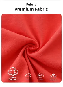 Close-up of premium 100% cotton red knit fabric texture for kids summer clothing sets