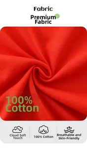 Macro detail of breathable 100% cotton knitted fabric in vibrant red for children shirts
