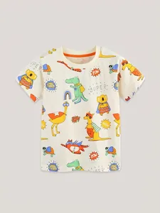 T-shirt enfant en coton blanc cassé avec imprimés animaux de super-héros