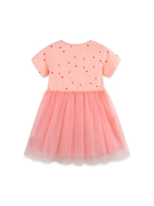 Abito da Principessa Estivo per Bambine in Cotone con Stampa a Cuori e Gonna Tutu in Maglia con Ricamo Coniglio per Feste