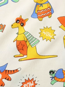 T-shirt enfant en coton avec imprimés animaux super-héros colorés et motifs BD