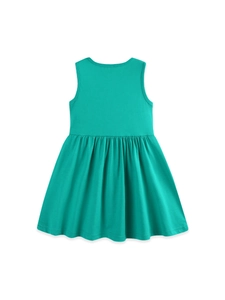 Girls Cotton Sleeveless Dress Fairy Mushroom Embroidery Round Neck Pleated Princess Style Summer Casual Dress For Toddler