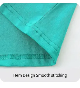 Detail of double-needle stitching and flat hem on kids' luminous dinosaur t-shirt