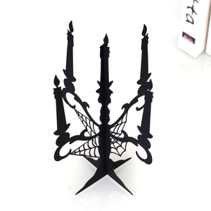 Schwarze 3D-Halloween-Spinnennetz-Kerzenständer-Deko für gruselige Partys und Feste