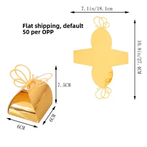 Detailed view of golden butterfly laser cut candy box dimensions and flat packing design