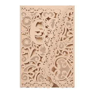 Elegant Laser Cut Wedding Invitations With Envelope Ribbon Lace Pumpkin Carriage Pattern Artificial Pearl Paper Greeting Cards
