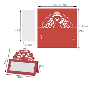 Laser cut red turkey place cards for Thanksgiving table seating and festive events