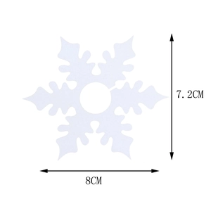 White snowflake paper place card with dimensions 8cm by 7.2cm for Christmas wine glasses