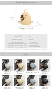 Tableau des tailles et options de couleurs pour le mini sac à dos en cuir PU avec ours