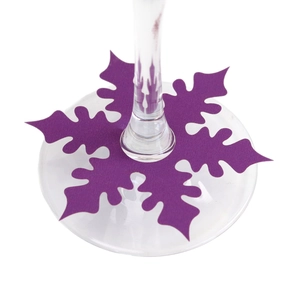 Purple snowflake wine glass place cards for Christmas table decorations and name tags