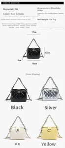 Detailed dimension guide for the quilted PU leather crossbody bag with size and strap specs