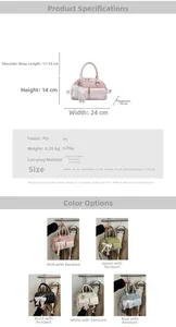 Detailed size specifications and color options for the stylish PU leather bowling handbag