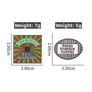 Set of Fred Weasley and Pumpkin Pasties enamel pins in colorful geometric alloy designs