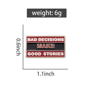 Detailed view of rectangular enamel badge showing 1.1x0.6 inch size and 6g weight specs