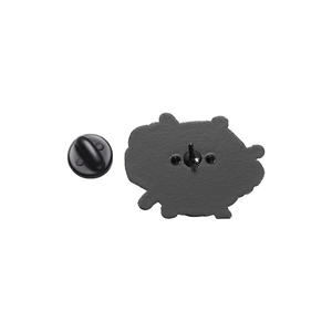 Detailed view of the matte black alloy brooch back with secure rubber clutch fastener