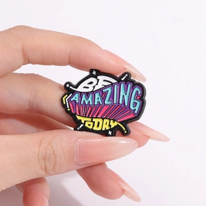 Colorful enamel brooch with BE AMAZING TODAY inspirational quote for women accessories