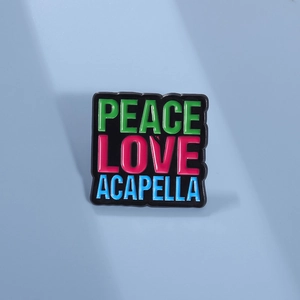 Peace Love Acapella Enamel Pin Alloy Letter Square Brooch Music Theme Badge For Clothes Backpack Unisex Jewelry Accessory