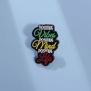 Positive Vibes Mind Life Quote Brooch Pin Alloy Enamel Badge For Clothes Bags Unisex Decorative Jewelry Gift