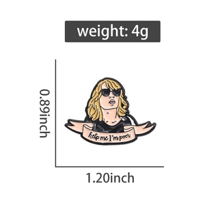 Detailed view of enamel brooch with dimensions 0.89x1.20 inches and weight of 4g