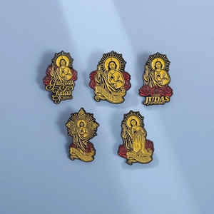 Religious Enamel Pin Saint Jude Thaddeus Character Brooch Zinc Alloy Rose Badge For Clothes Bag Decoration San Judas Tadeo Jewelry