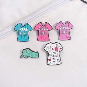 Five-piece medical enamel pin set with scrub life and surgical nurse uniform designs