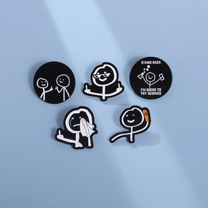 Lustige Strichmännchen Emaille Pin Lustige Geste Meme Legierung Brosche Humor Cartoon Abzeichen Für Rucksack Kleidung Damen Herren