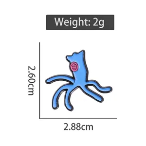 Blue octopus enamel pin badge with measurements 2.60cm by 2.88cm and 2g weight