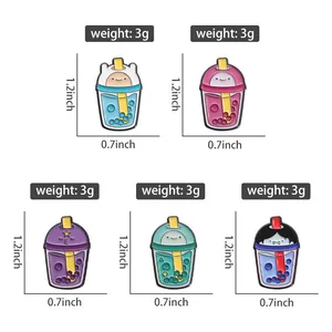Detailed sizing chart for Adventure Time cartoon milk tea enamel pins set
