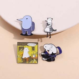 Set di spille smaltate divertenti con simpatici personaggi uccelli e meme internet