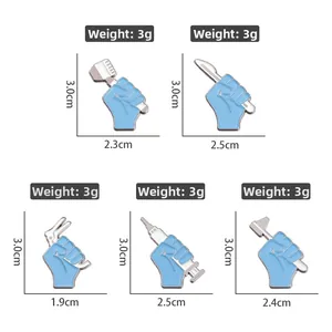 Blue medical enamel pins set featuring dental drill and syringe designs for clinicians