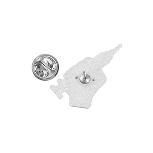Silver ice cream cone enamel pin back view showing clutch needle and metal butterfly clasp