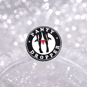 Geometric enamel pin badge featuring Panty Dropper text and funny silhouette design