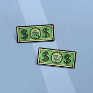 Creative Banknote Shape Enamel Brooch Pin Funny Cartoon Character Green Alloy Badge Pin For Clothing Backpack Decoration Accessories