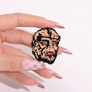 Classic horror werewolf enamel pin badge with metallic base for clothing and bags