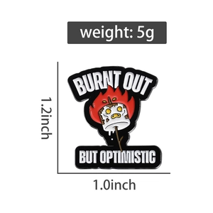 Detailed view of 1.2x1 inch tired but optimistic marshmallow enamel pin with dimensions