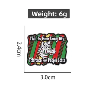 Detailed view of zebra enamel pin badge dimensions 3.0cm by 2.4cm and weight 6g