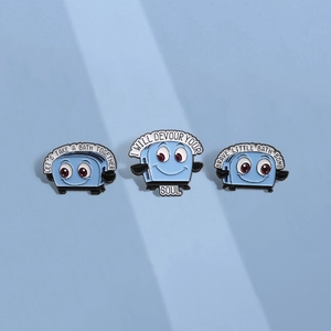 Funny Cartoon Blue Toaster Enamel Pin Humorous Slogan Alloy Brooch Badge For Clothing Backpack Decoration Jewelry Gift