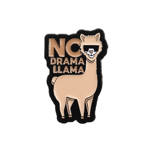 Cartoon No Drama Llama enamel pin with sunglasses for clothes and hats accessory