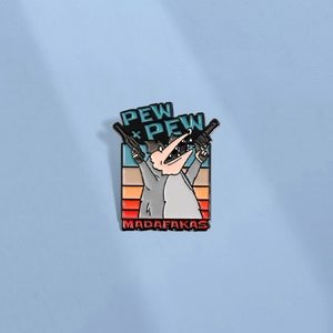 Lustige Cartoon Opossum Emaille Pin Pew Pew Madafakas Mit Waffen Retro Sonnenuntergang Legierung Brosche Humorvoll Abzeichen