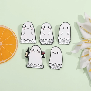 Süßes Cartoon Geist Emaille Pin Set Lustige Sprüche Geist Legierung Brosche Halloween Dekorative Reversnadel Für Rucksack Kleidung Unisex Zubehör