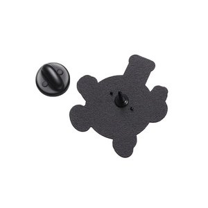 Detail von mattschwarzen Gummikupplungs-Pin-Rücken für kreative Chemie-Anstecker