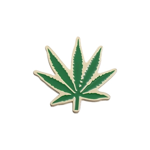 Creative green and gold cannabis leaf enamel pin for clothes and backpack accessories