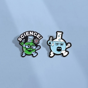 Science Cartoon Enamel Brooches Alloy Laboratory Flask Pins Novelty Character Style Badge Jewelry For Jackets Backpacks Gift