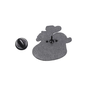 Detailed back view of anime metal badge showing matte texture and black rubber clutch